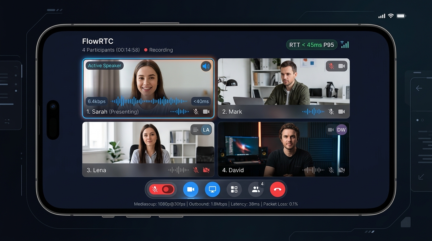 Mediasoup WebRTC Video and Audio Calling Interface